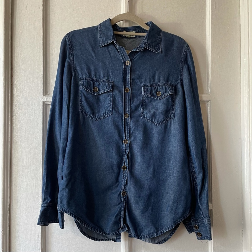 Chambray denim button up blouse